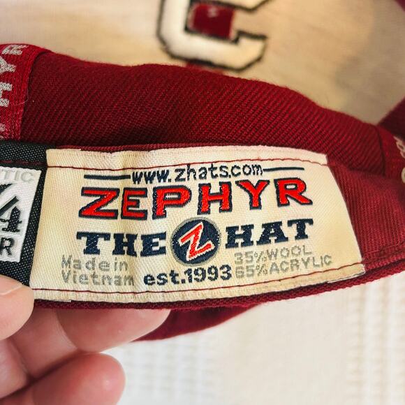 Stanford Cardinal Fitted Hat 7 1/4 Zephyr WoolAcrylic Blend Slight Bleed on Bill - Picture 8 of 9